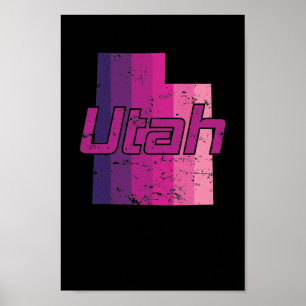 Poster Utah Bundesstaat Umriss Karte EUA Amerika