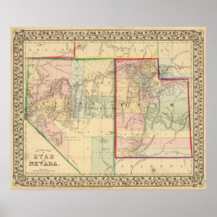 Póster Utah, Mapa de Nevada por Mitchell