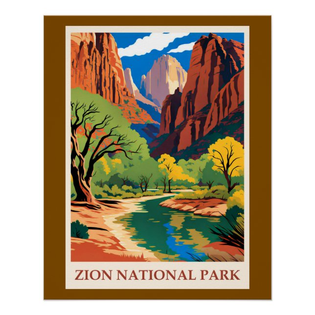 Póster Utah - Parque Nacional Zion (Frente)
