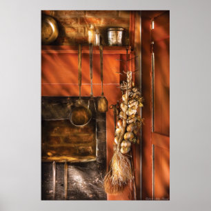 Poster Utensílios - alho e colheres