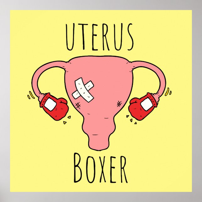 Poster Uterus Boxer / Uterus Puns / Piadas Uterus (Frente)