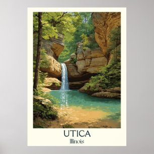 Poster Utica Illinois Vintage fez arte em cascata