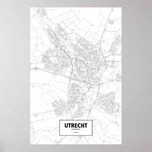Poster Utrecht, Países Baixos (preto no branco)