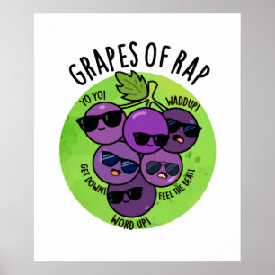 Poster Uvas De Rap Cute Fruta Pun
