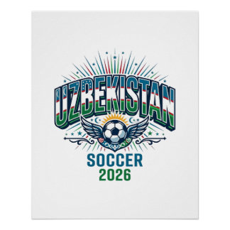 Póster Uzbekistão Futebol 2026 Futebol Negrito Tipografia