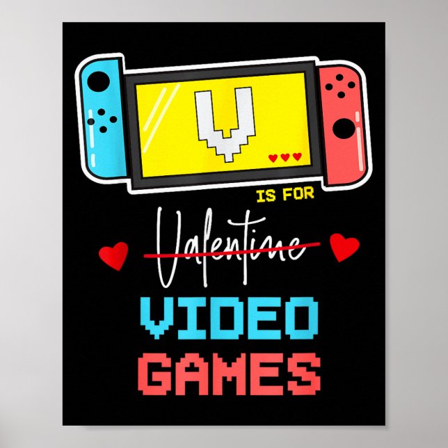 Poster V É Para Jogos De Vídeo De Dia Dos Namorados Crian (Frente)
