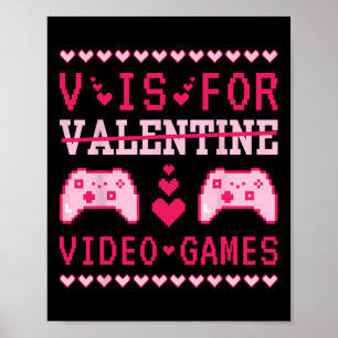 Poster V É Para Jogos De Vídeo Engraçado Dia Dos Namorado