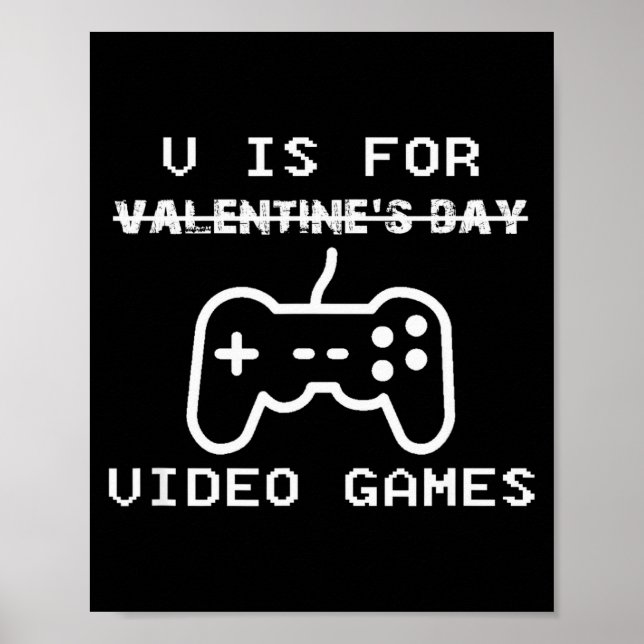 Poster V é para Jogos de Vídeo Jogos Divertidos do Dia do (Frente)