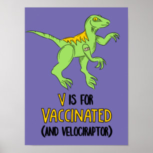 Poster V é para Vacinado e Velociraptor