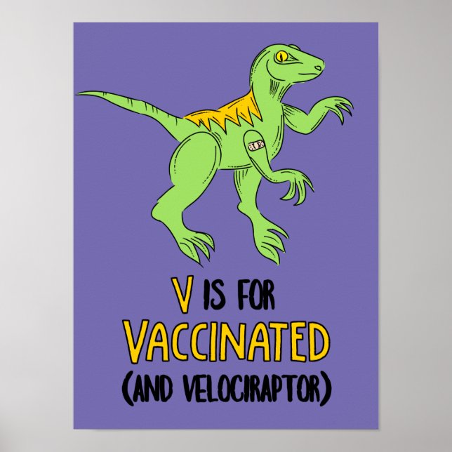 Poster V é para Vacinado e Velociraptor (Frente)