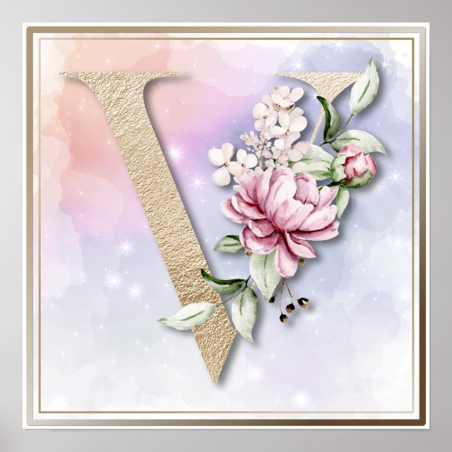 Poster V Monograma Rosa Rosa Rosa (Frente)