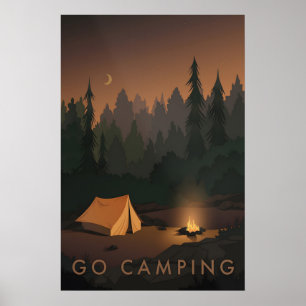 Poster Vá Acampar Cartaz de Viagens