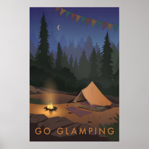 Poster Vá Acampar com Luxo Cartaz de Viagens