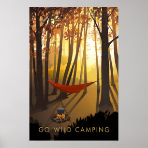 Poster Vá Acampar Selvagem Cartaz de Viagens