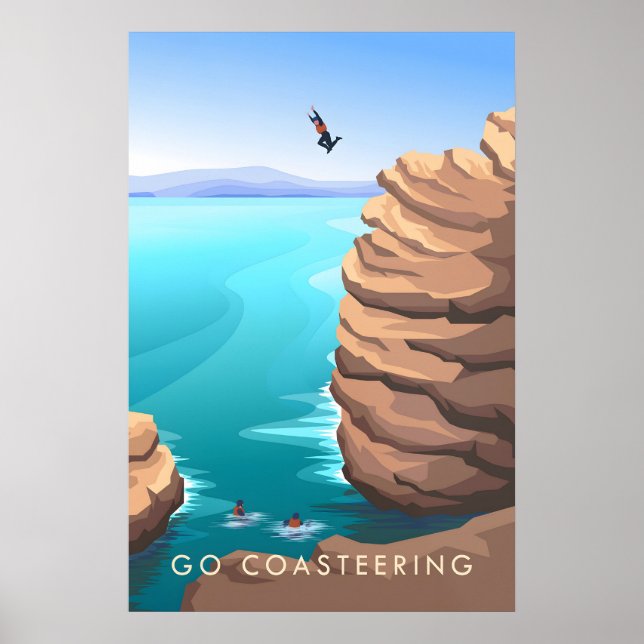 Poster Vá ao Cartaz de Viagens de Coasteering (Frente)