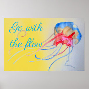 Poster Vá com a água-viva na areia