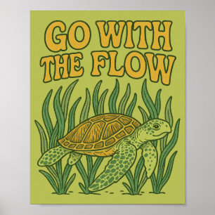 Poster Vá com a Tartaruga do Mar Fluxo