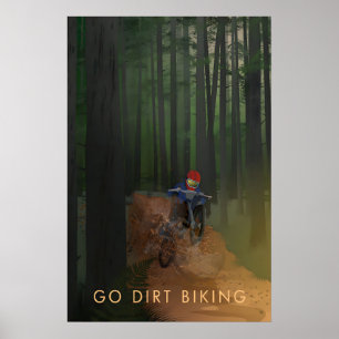 Poster Vá de Moto de Trilha Cartaz de Viagens