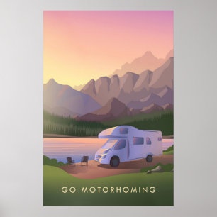 Poster Vá em Caminhões de Camping Cartaz de Viagens