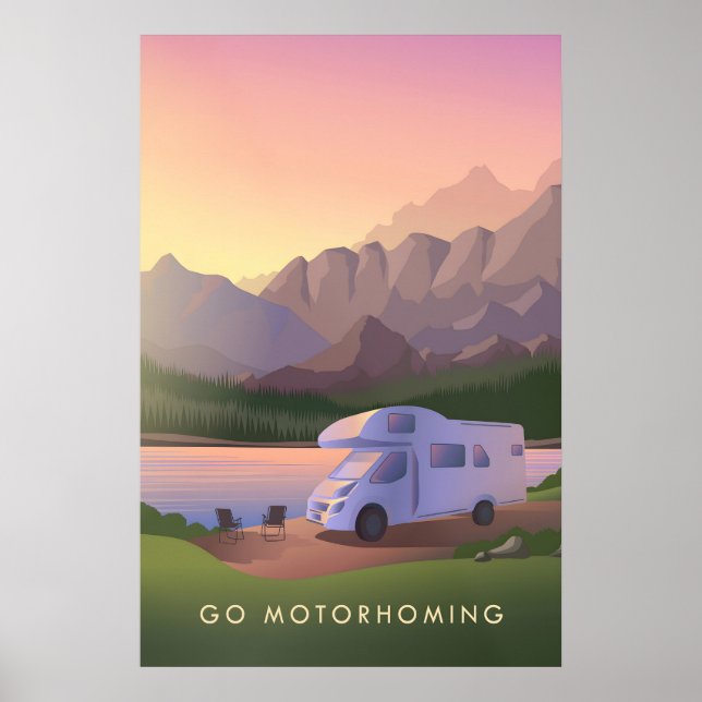 Poster Vá em Caminhões de Camping Cartaz de Viagens (Frente)