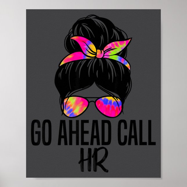 Poster Vá em Frente Ligar para RH Humor de Escritório Eng (Frente)
