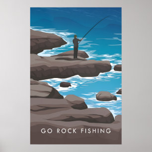 Poster Vá Pescar com Rocha Cartaz de Viagens