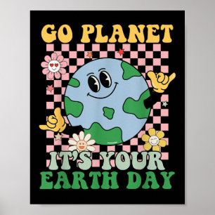 Poster Vá Planeta É Seu Dia Da Terra Garoto Da Paz