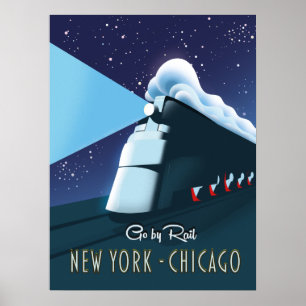 Poster "Vá por caminho de ferro" Nova Iorque - Chicago