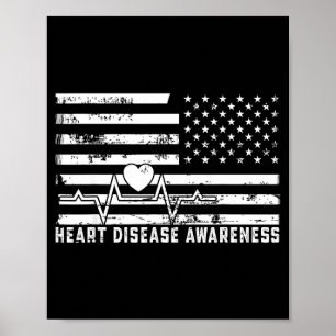 Poster Vá Vermelho - Doença Cardíaca Bandeira Americana D
