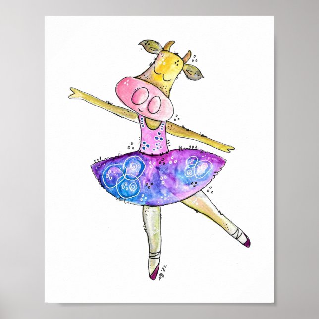 Poster Vaca Ballerina Branca (Frente)