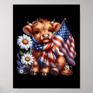 Poster Vaca Cuja Boca Florestal Em 4 De Julho Dos Eua Ban