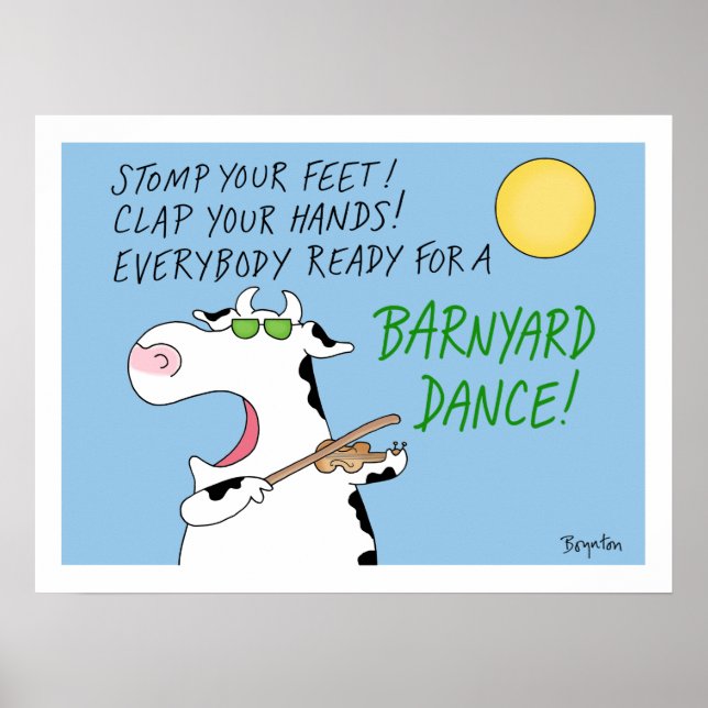 Poster Vaca Dance Fiddle de Barnyard por Sandra Boynton (Frente)