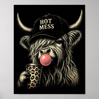 Poster Vaca das Terras Altas Bagunçada Engraçada Amante d