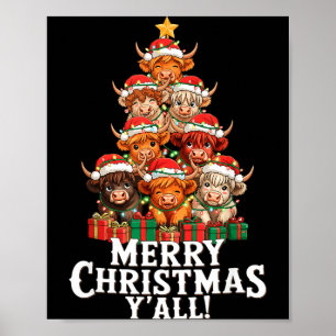 Poster Vaca das Terras Altas da Escócia Árvore de Natal V