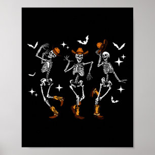 Poster Vaca de Halloween do Skeleton engraçado ocidental