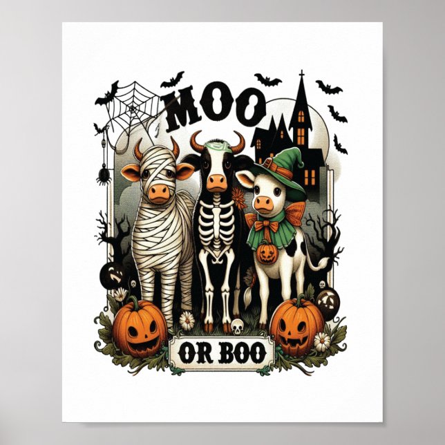 Poster Vaca de Moo ou Boo Halloween (Frente)