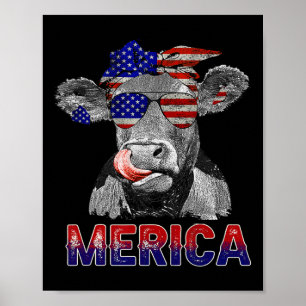 Poster Vaca Do Dia Merica 4º De Julho Vacas Alojadas