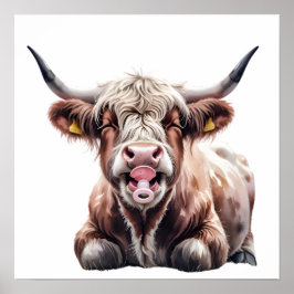 Poster Vaca em Terra Alta Cuta com Flores - Nursera de Fa