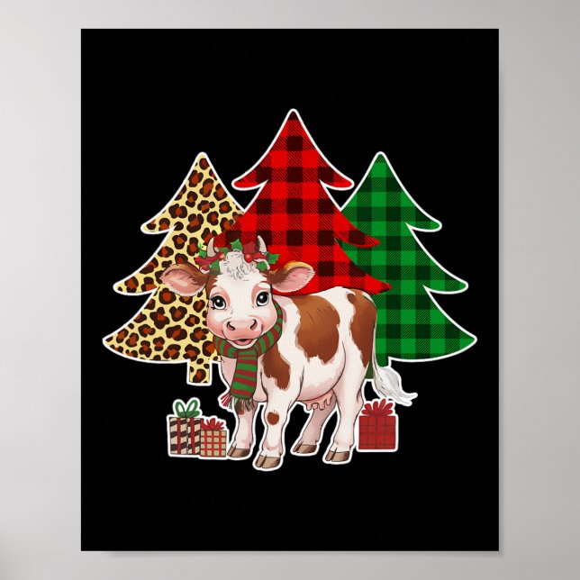 Poster Vaca Engraçada Árvore de Natal Vacas De Natal Aman (Frente)