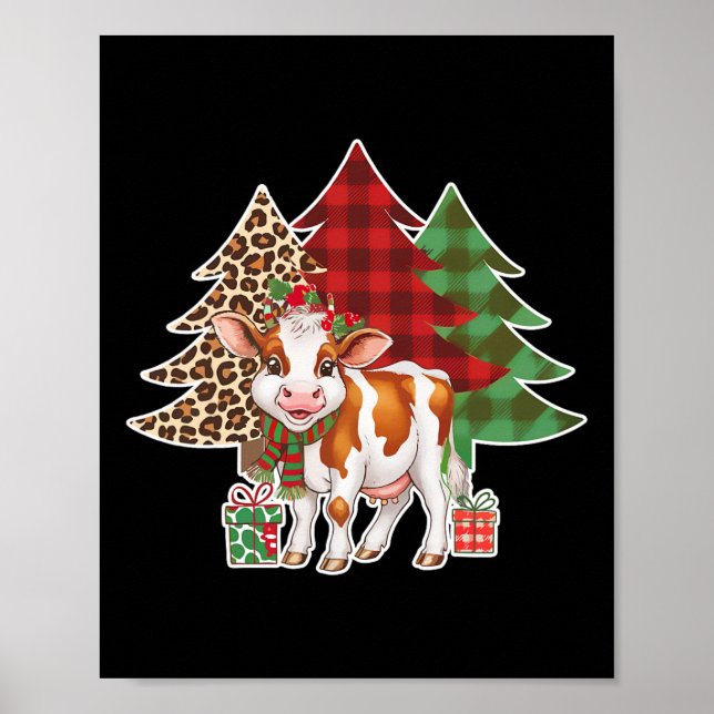 Poster Vaca Engraçada Árvore de Natal Vacas De Natal Aman (Frente)