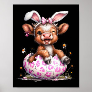 Poster Vaca engraçada coelho de Páscoa Amante de vacas fo