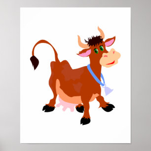 Póster vaca feliz sorridente