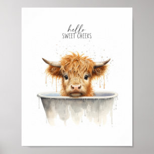 Poster Vaca Highland na Bathtub Imprimível Wall Art