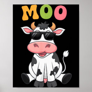 Poster Vaca Moo Groovy - Vaca de Fazendeiro Engraçada Hom