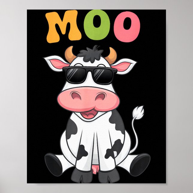 Poster Vaca Moo Groovy - Vaca de Fazendeiro Engraçada Hom (Frente)