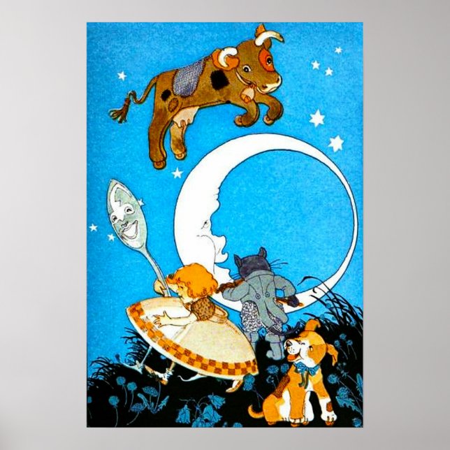 Póster Vaca murchou sobre a Lua (em 23 tamanhos) (Frente)