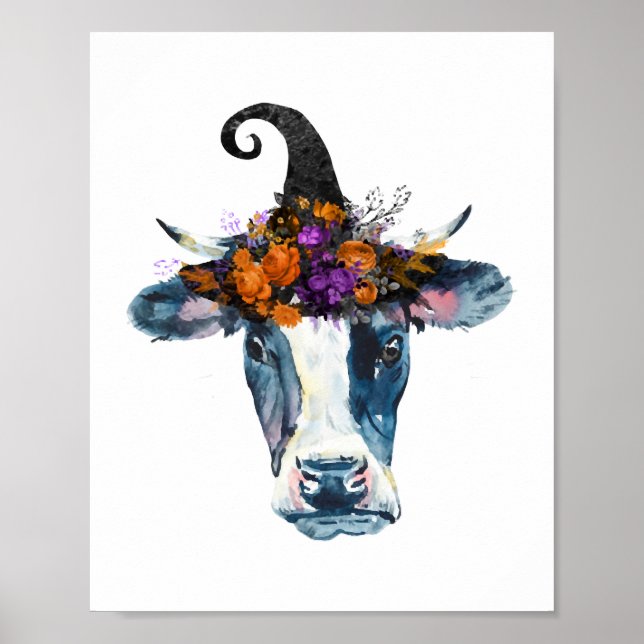 Poster Vaca Negra Branca de Halloween (Frente)