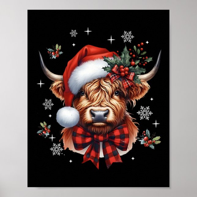 Poster Vaca Sedutora De Natal Vaca Fofa Moo Natal Feriado (Frente)