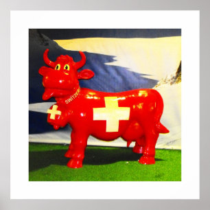 Póster Vaca suíça vermelha