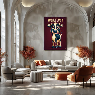 Poster Vaca Whatever – Arte de Personagem de Desenho Engr